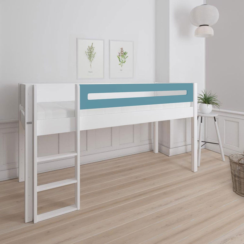 Manis White Mid Sleeper Bed & Safety Rail by Lavishway | Wooden Beds-26406