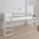Manis White Mid Sleeper Bed & Safety Rail by Lavishway | Wooden Beds-26409