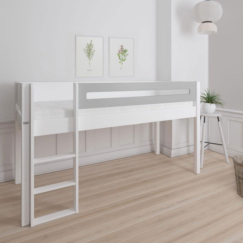 Manis White Mid Sleeper Bed & Safety Rail by Lavishway | Wooden Beds-26409