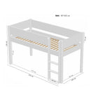 Manis White Mid Sleeper Bed & Safety Rail by Lavishway | Wooden Beds-26418