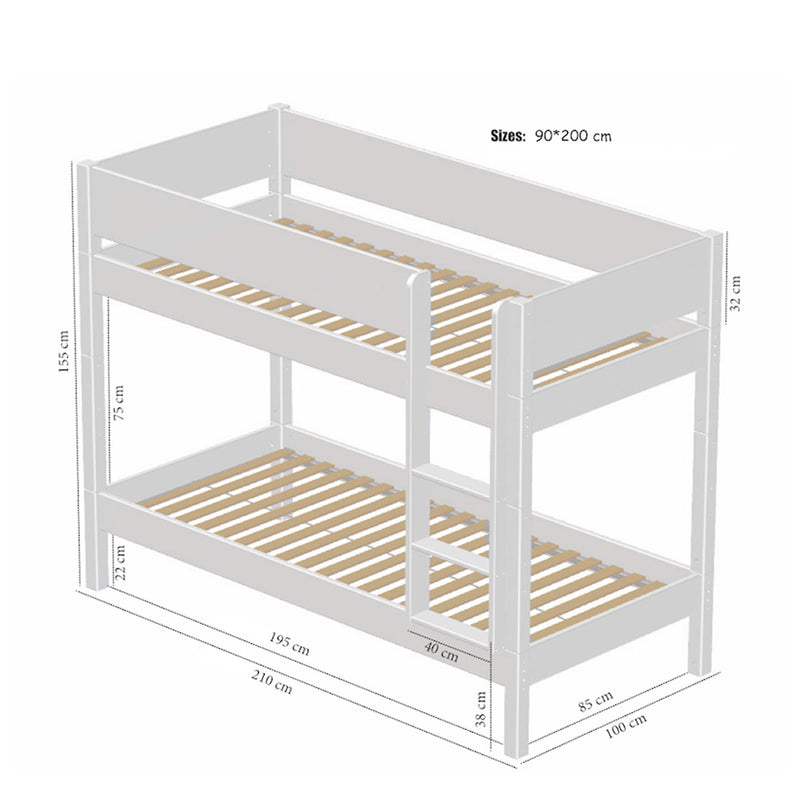 Manis White 2 Drawers Bunk Bed by Lavishway | Wooden Beds-26293