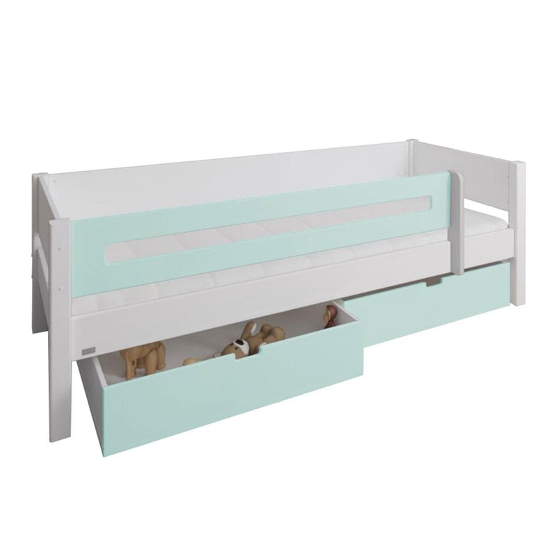 Manis White 2 Drawers Bed & Safety Rail by Lavishway | Wooden Beds-26461