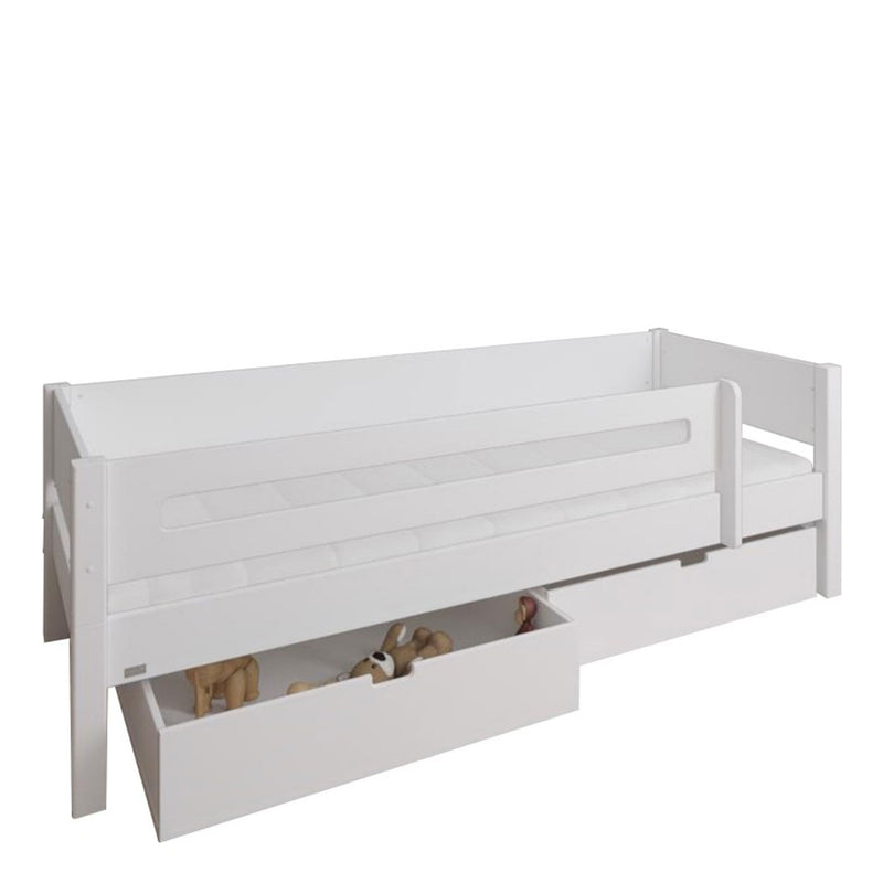 Manis White 2 Drawers Bed & Safety Rail by Lavishway | Wooden Beds-26460