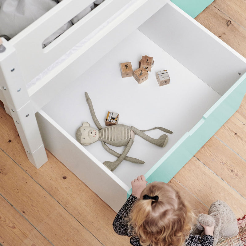 Manis White 3 Deep Drawers Bed & Safety Rail by Lavishway | Wooden Beds-26393