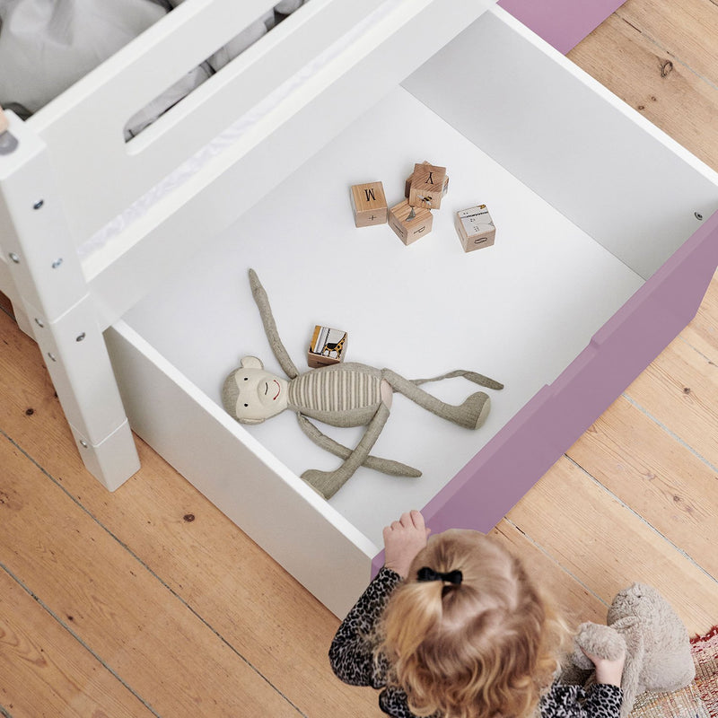 Manis White 3 Deep Drawers Bed & Safety Rail by Lavishway | Wooden Beds-26391