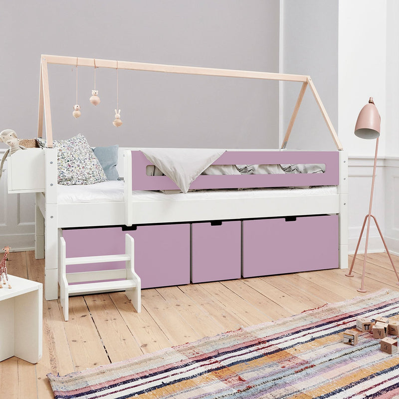 Manis White 3 Deep Drawers Bed & Safety Rail by Lavishway | Wooden Beds-26374