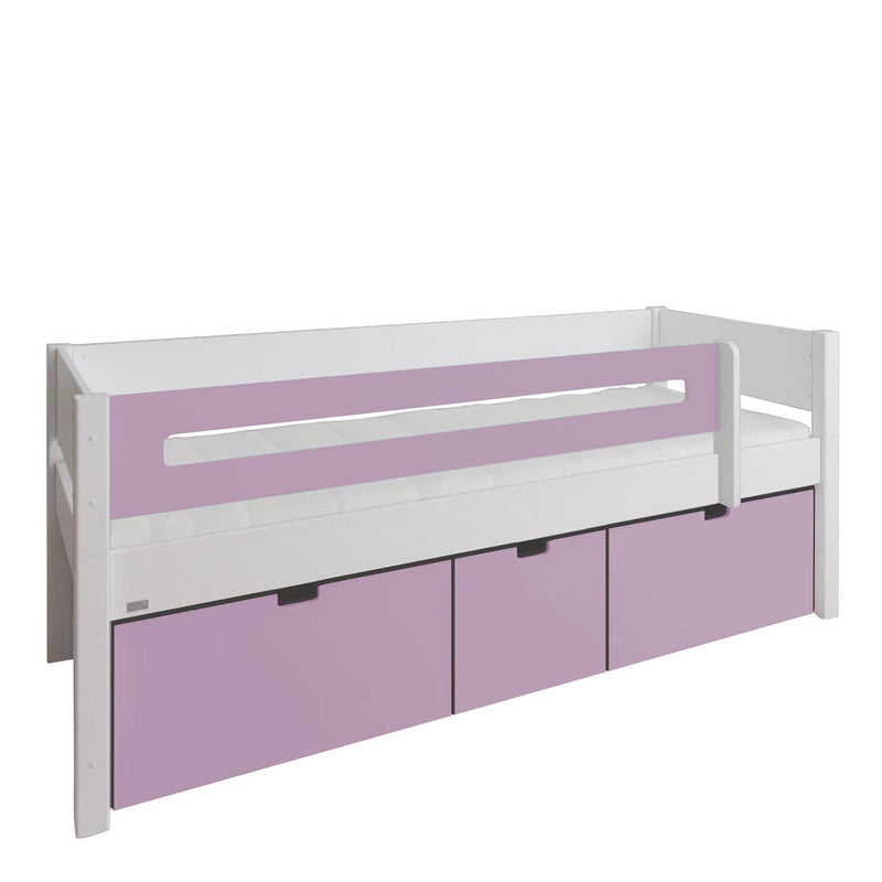 Manis White 3 Deep Drawers Bed & Safety Rail by Lavishway | Wooden Beds-26384