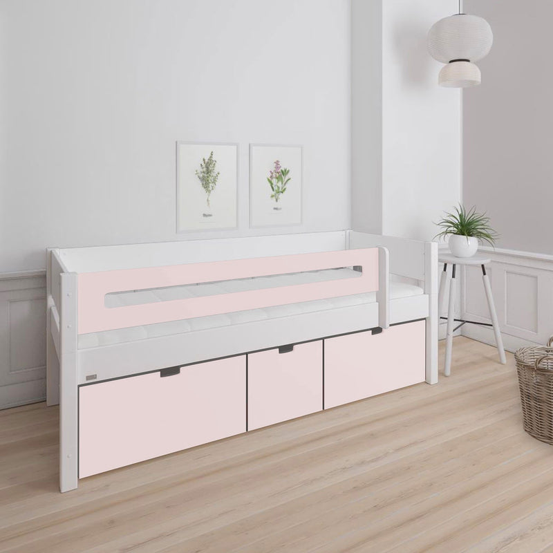 Manis White 3 Deep Drawers Bed & Safety Rail by Lavishway | Wooden Beds-26380