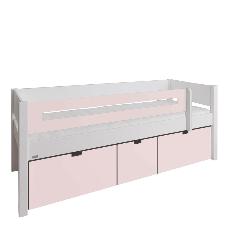Manis White 3 Deep Drawers Bed & Safety Rail by Lavishway | Wooden Beds-26385