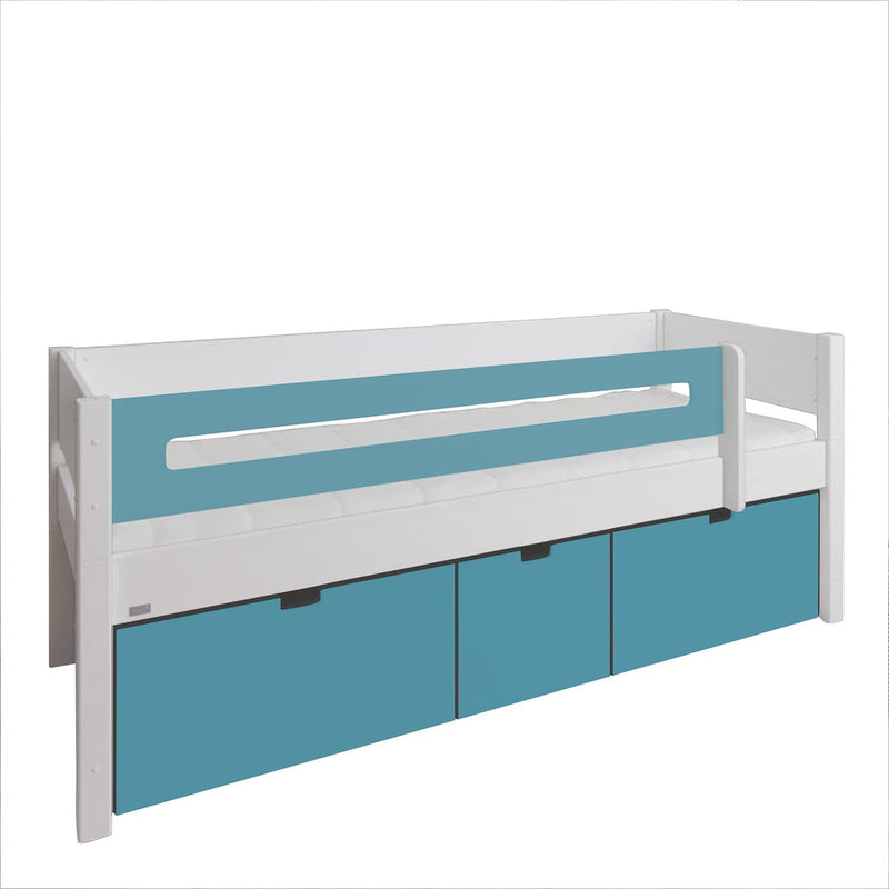 Manis White 3 Deep Drawers Bed & Safety Rail by Lavishway | Wooden Beds-26383