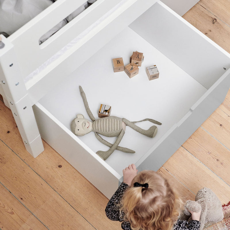 Manis White 3 Deep Drawers Bed & Safety Rail by Lavishway | Wooden Beds-26392