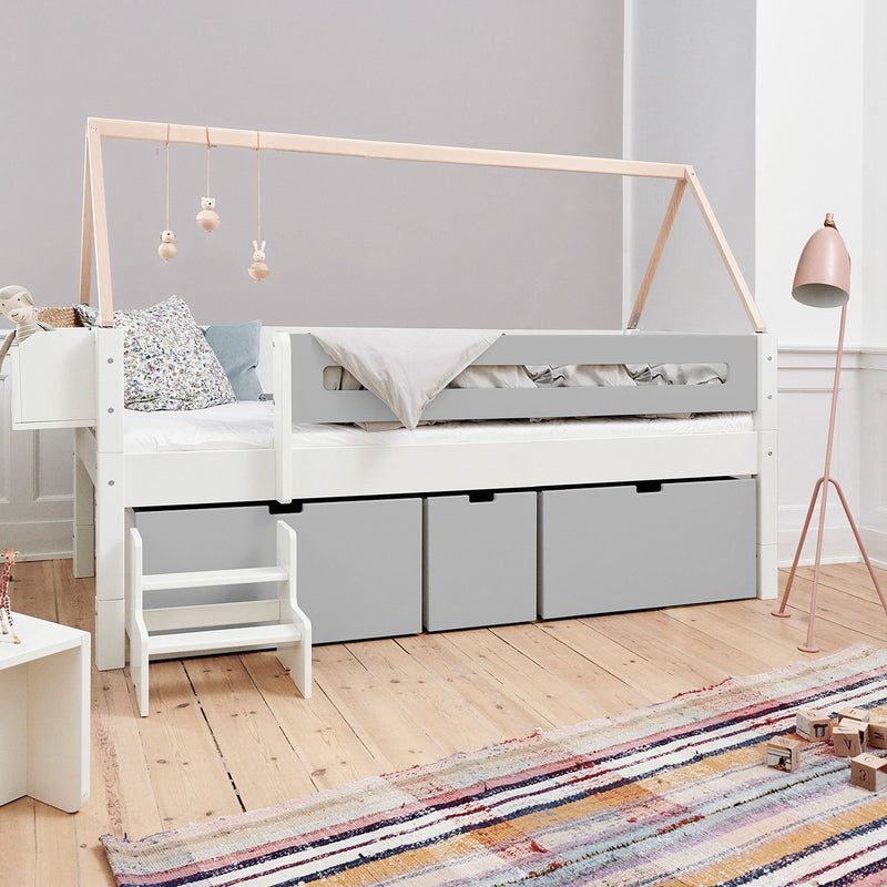 Manis White 3 Deep Drawers Bed & Safety Rail by Lavishway | Wooden Beds-26372