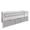 Manis White 3 Deep Drawers Bed & Safety Rail by Lavishway | Wooden Beds-26386