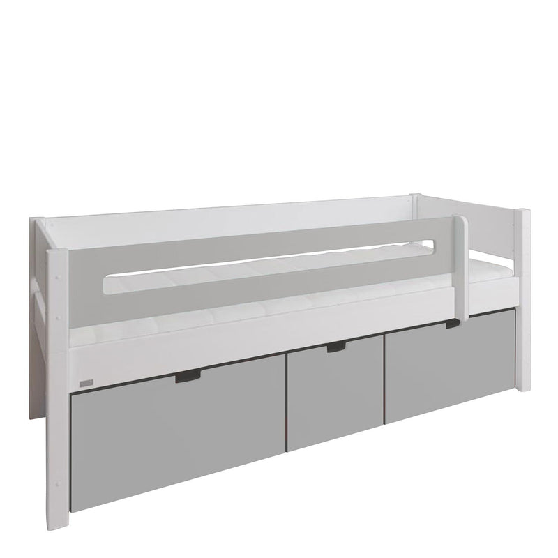 Manis White 3 Deep Drawers Bed & Safety Rail by Lavishway | Wooden Beds-26386