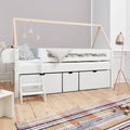 Manis White 3 Deep Drawers Bed & Safety Rail by Lavishway | Wooden Beds-26376