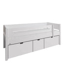 Manis White 3 Deep Drawers Bed & Safety Rail by Lavishway | Wooden Beds-26387