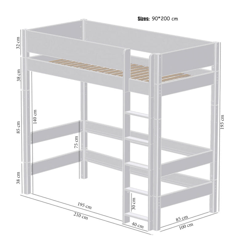 Manis Classic White High Sleeper Bed by Lavishway | Wooden Beds-26259
