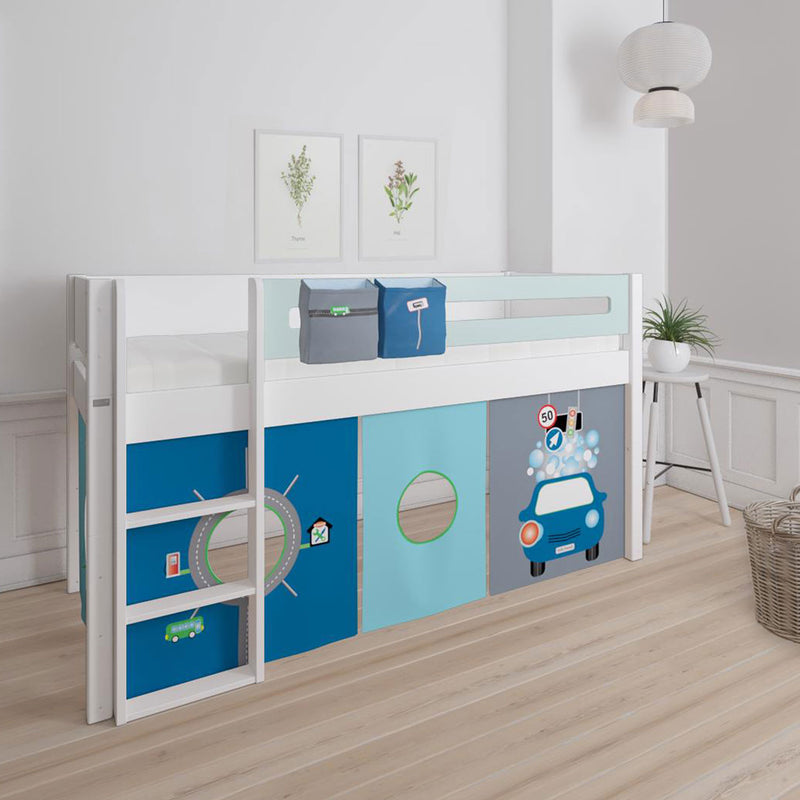 Manis White Mid Sleeper Bed in Azure Mint by Lavishway | Wooden Beds-26337