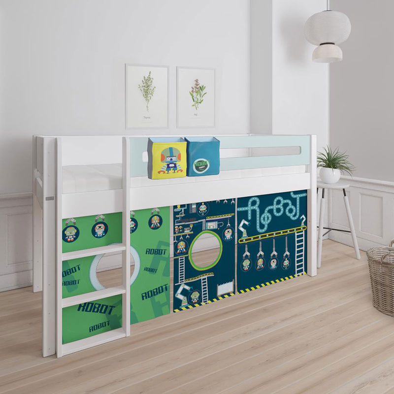 Manis White Mid Sleeper Bed in Azure Mint by Lavishway | Wooden Beds-26338