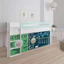 Manis White Mid Sleeper Bed in Azure Mint by Lavishway | Wooden Beds-26346