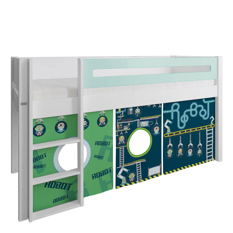 Manis White Mid Sleeper Bed in Azure Mint by Lavishway | Wooden Beds-26347