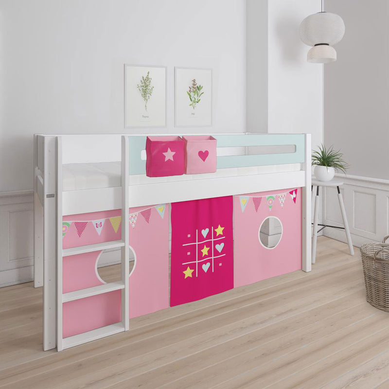 Manis White Mid Sleeper Bed in Azure Mint by Lavishway | Wooden Beds-26339