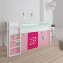 Manis White Mid Sleeper Bed in Azure Mint by Lavishway | Wooden Beds-26344