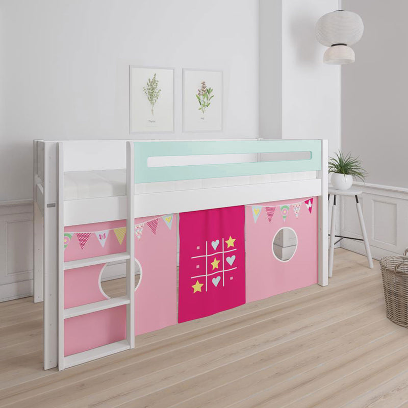 Manis White Mid Sleeper Bed in Azure Mint by Lavishway | Wooden Beds-26344