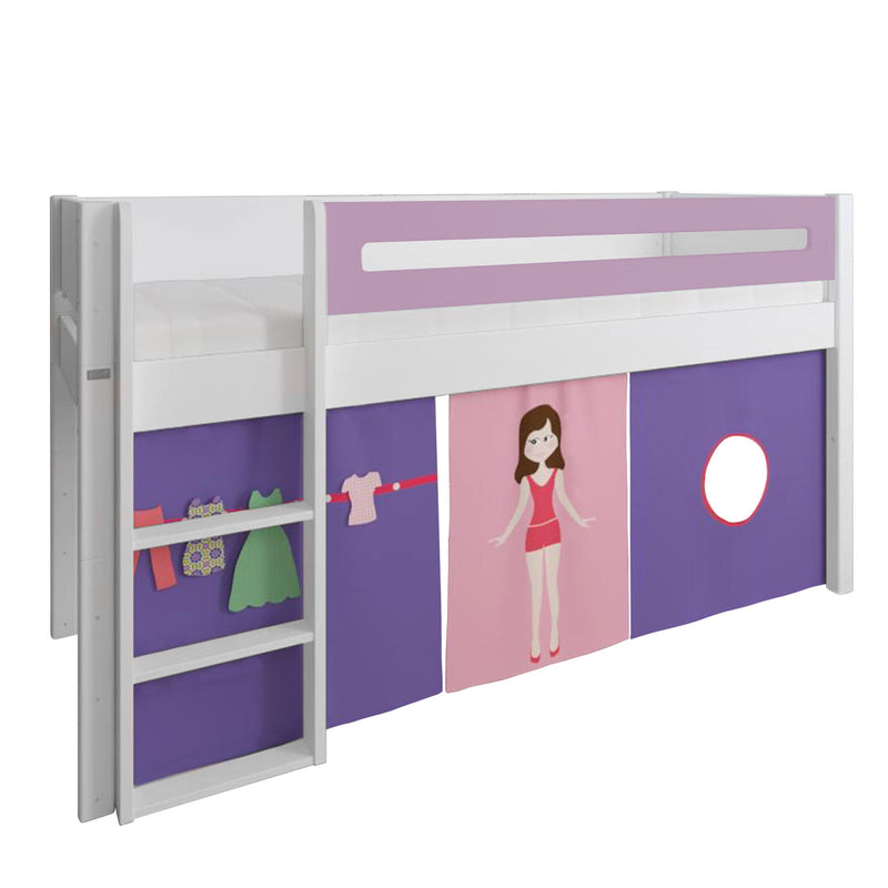 Manis White Mid Sleeper Bed In Dusty Pink by Lavishway | Wooden Beds-26268