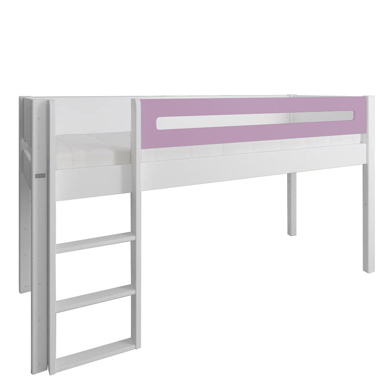 Manis White Mid Sleeper Bed In Dusty Pink by Lavishway | Wooden Beds-26272