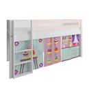 Manis White Mid Sleeper Bed in Light Pink by Lavishway | Wooden Beds-26308