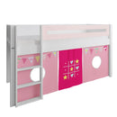 Manis White Mid Sleeper Bed in Light Pink by Lavishway | Wooden Beds-26307