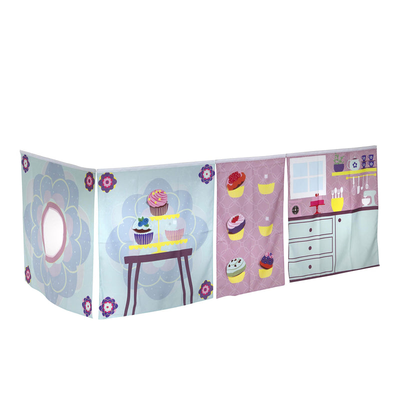 Manis White Mid Sleeper Bed in Light Pink by Lavishway | Wooden Beds-26304