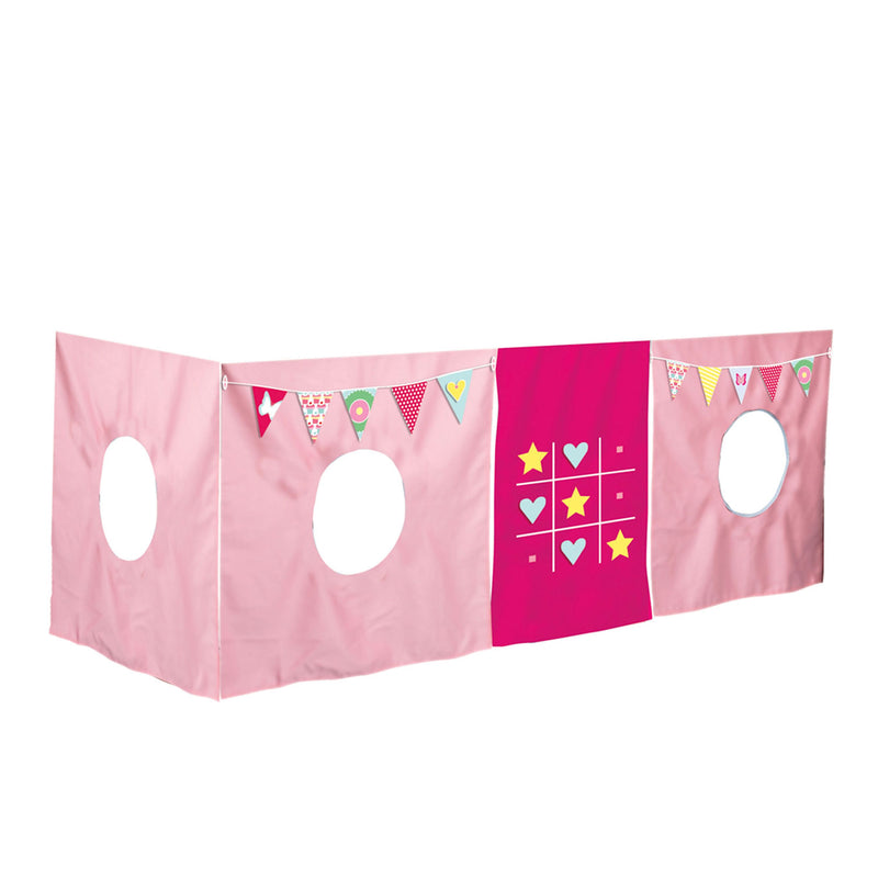 Manis White Mid Sleeper Bed in Light Pink by Lavishway | Wooden Beds-26306