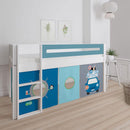 Manis White Mid Sleeper Bed in Petroleum Blue by Lavishway | Wooden Beds-26234