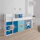 Manis White Mid Sleeper Bed in Silver Grey by Lavishway | Wooden Beds-26318