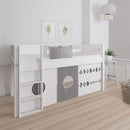 Manis White Mid Sleeper Bed in Silver Grey by Lavishway | Wooden Beds-26322