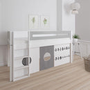 Manis White Mid Sleeper Bed in Silver Grey by Lavishway | Wooden Beds-26321