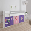 Manis White Mid Sleeper Bed in Silver Grey by Lavishway | Wooden Beds-26330