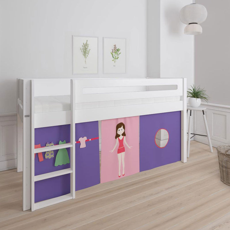 Manis White Mid Sleeper Bed in Snow White by Lavishway | Wooden Beds-26355