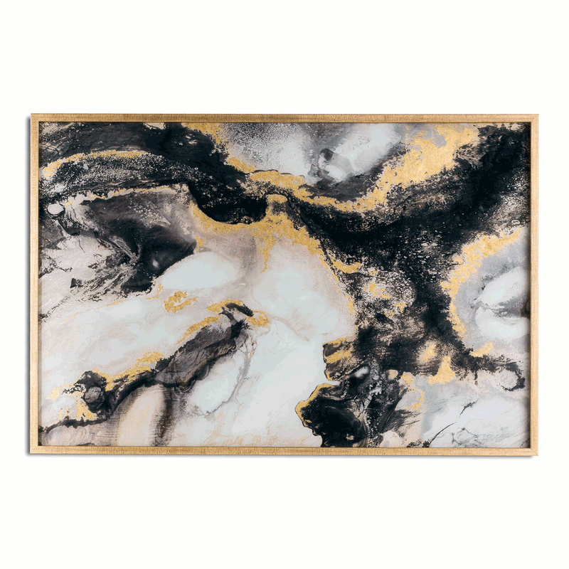 Marble Effect Glass Image In Gold Frame by Lavishway | Art Gallery-51222