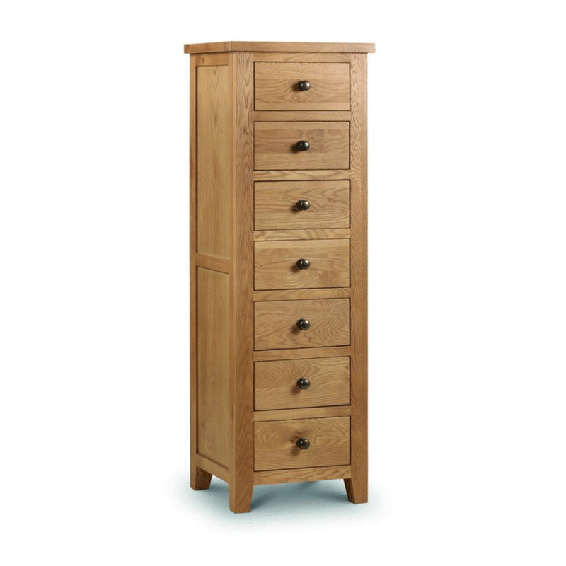 Marlborough Solid Oak Narrow 7 Drawers Chest by Lavishway | Chest Of Drawers-61682