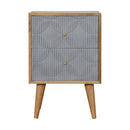 Martino Carved Grey 2 Drawers Bedside Cabinet by Lavishway | Bedside Tables-59981