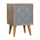 Martino Carved Grey 2 Drawers Bedside Cabinet by Lavishway | Bedside Tables-59980