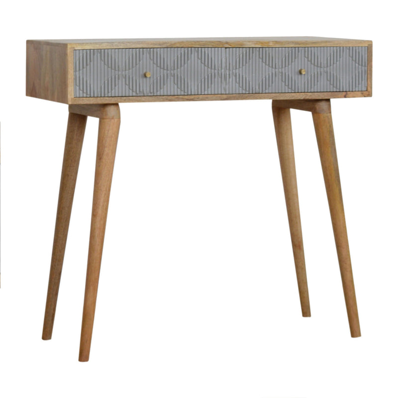 Martino Carved Grey 2 Drawers Console Table by Lavishway | Hallway Console Table-59964