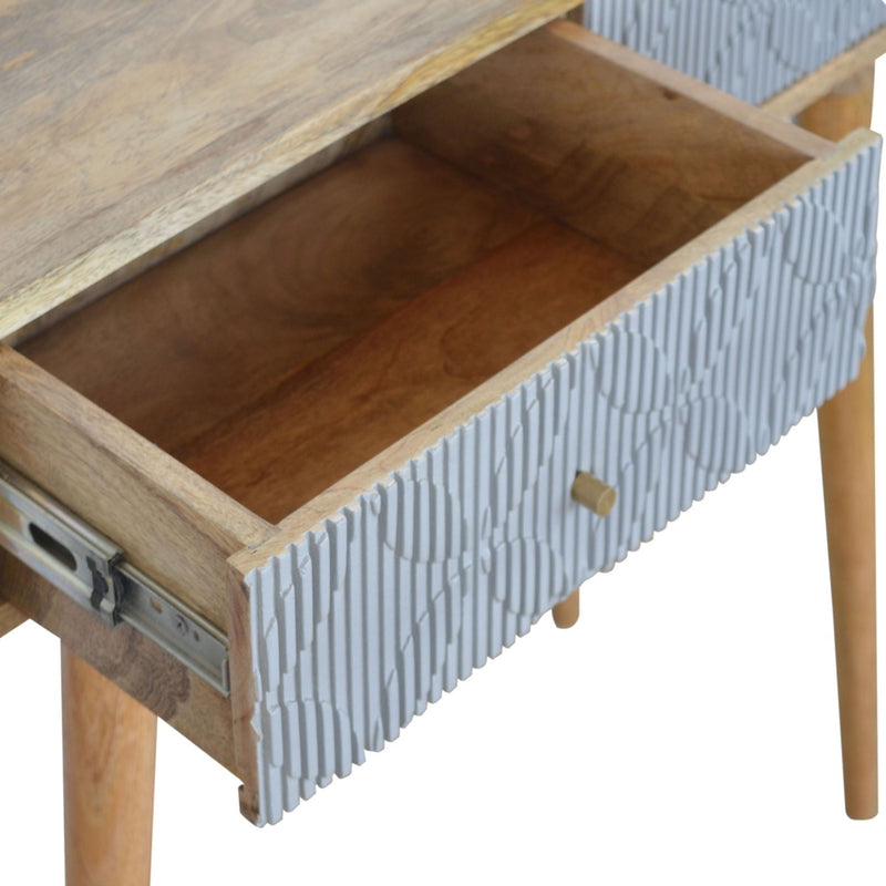 Martino Carved Grey 2 Drawers Console Table by Lavishway | Hallway Console Table-59966