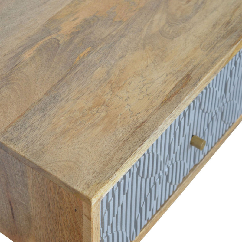 Martino Carved Grey 2 Drawers Console Table by Lavishway | Hallway Console Table-59968