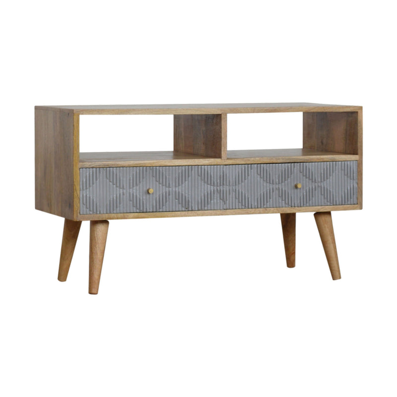 Martino Carved Grey 2 Drawers Media Unit by Lavishway | TV Units Cabinets-59925