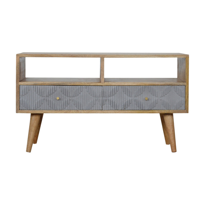 Martino Carved Grey 2 Drawers Media Unit by Lavishway | TV Units Cabinets-59926