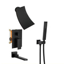 Matte Black Tap & Waterfall Rain Wall Shower by Lavishway | Bathtub Faucets-49692